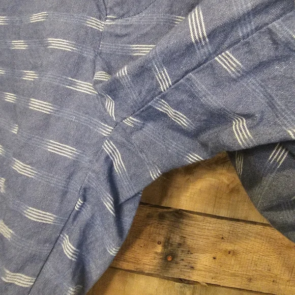 Old Navy Mens Ultimate Slim Blue W/White Heather Wave Design Linen Shorts Sz 33 - Picture 7 of 14